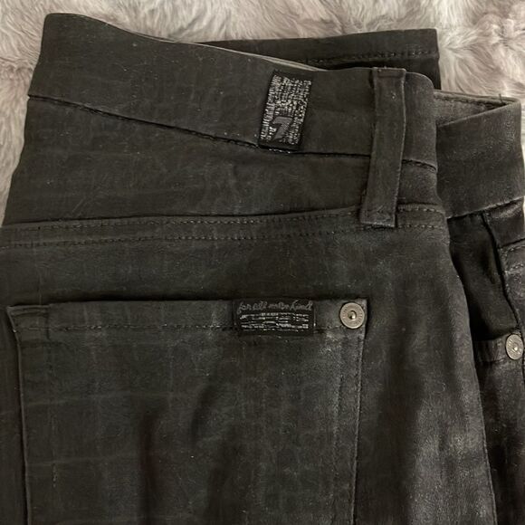 7 For All Mankind Croc-print ankle skinny jeans - Picture 3 of 6